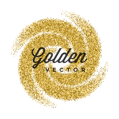 Gold Glitter Sparkles Bright Confetti white vector background. Good for Greeting Gold Cards, Luxury Invitation, Advertising, Voucher, Certificate, Banners, Quote Mark Text. Golden Texture, Shiny Gold.のイラスト素材