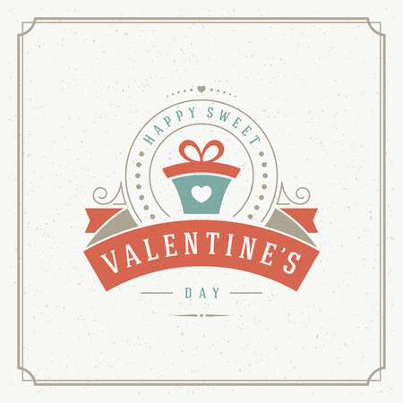 Happy Valentine's Day Greeting Card or Poster Vector illustration. Retro typography design and texture background. Happy Valentines Day background, Valentine Card, Love Heart.のイラスト素材