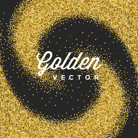Gold Glitter Sparkles Bright Confetti Black Vector Background. Good for Greeting Gold Cards, Luxury Invitation, Advertising, Voucher, Certificate, Banners, Quote Mark Text. Golden Texture, Shiny Gold.のイラスト素材