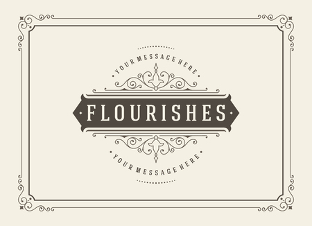 Vintage Ornament Greeting Card Vector Template. Retro Luxury Invitation, Royal Certificate. Flourishes frame. Vintage Background, Vintage Frame, Vintage Ornament, Ornaments Vector, Ornamental Frame.のイラスト素材