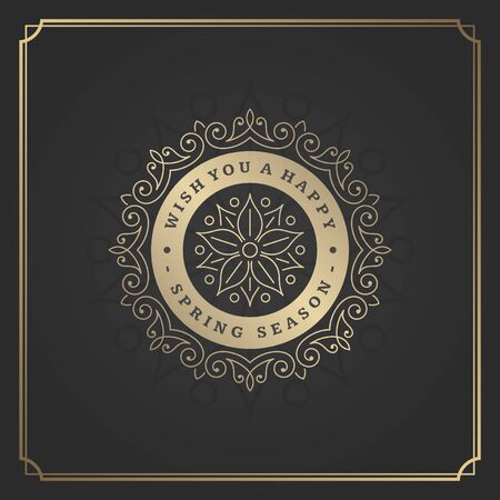 Spring Vector Typographic Poster or Greeting Card Design. Retro Style and Flower. Spring Ornament, Spring Label, Spring Flowers, Spring Sale, Spring Advertising.のイラスト素材