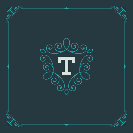 Royal Design Template Vector Decoration, Flourishes Calligraphic Elegant Ornament Lines.のイラスト素材