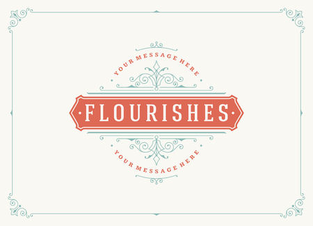 Vintage Ornament Greeting Card Vector Template. Retro Luxury Invitation, Royal Certificate. Flourishes Calligraphic Vintage Background Ornamental Frame.のイラスト素材
