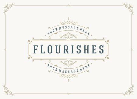 Vintage Ornament Greeting Card Vector Template. Retro Luxury Invitation, Royal Certificate. Flourishes Calligraphic Vintage Background Ornamental Frame.のイラスト素材