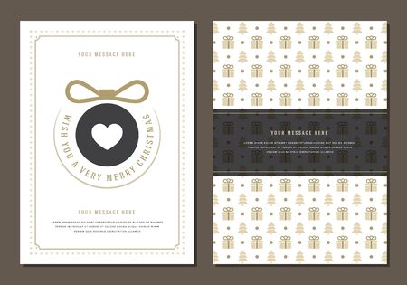 Christmas Greeting Card or Poster Design Template. Merry Christmas and Holidays Wishes Retro Typography Label and place for text. Vector illustration EPS 10.のイラスト素材