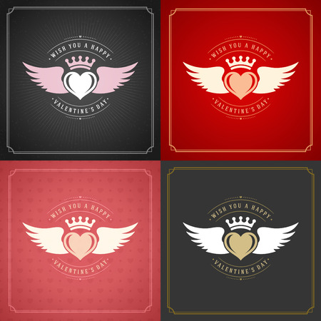 Happy Valentines Day Greeting Cards or Posters Setのイラスト素材