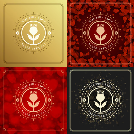 Happy Valentines Day Greeting Cards or Posters Setのイラスト素材