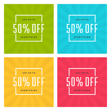 Sale Banners or Labels Vector Design Set. Collection for Promotional Brochure or booklet, Discount Poster, Shopping flyer, Clearance advertising.のイラスト素材