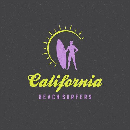 Summer holidays poster design on textured background vector illustration. Typography label or badge retro style for greeting card or advertising design.のイラスト素材