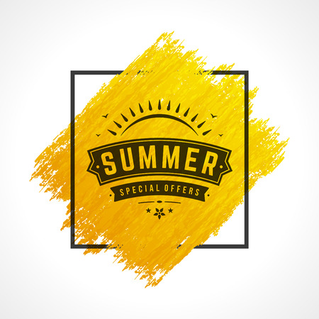 Summer Sale banner online shopping on grunge brush paint watercolor texture backgroundのイラスト素材