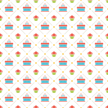 Happy Birthday Seamless Pattern Vector Design for birthday backgroundのイラスト素材