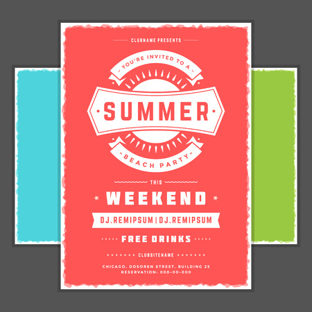 Retro summer party design poster or flyer.のイラスト素材