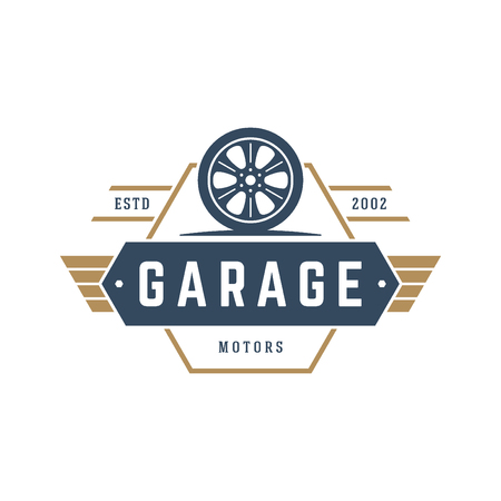 Car wheel logo template vector design element vintage styleのイラスト素材
