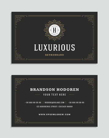 Business card vintage ornament style and luxury logo vector template.のイラスト素材