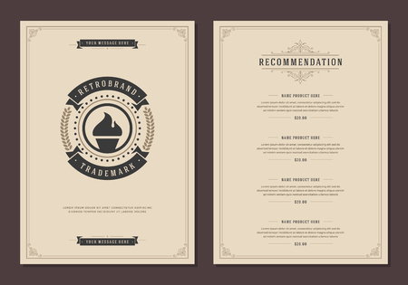 Restaurant logo and menu cover design vector brochure template.のイラスト素材