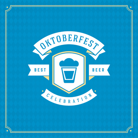 Oktoberfest beer festival celebration vintage greeting cardのイラスト素材