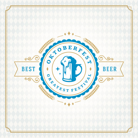 Oktoberfest beer festival celebration vintage greeting card or posterのイラスト素材