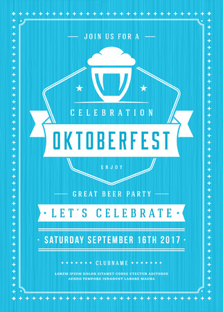 Oktoberfest beer festival celebration retro typography posterのイラスト素材