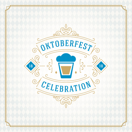 Oktoberfest beer festival celebration vintage greeting card or posterのイラスト素材