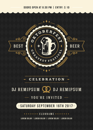 Oktoberfest beer festival celebration retro typography posterのイラスト素材