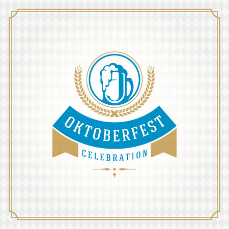 Oktoberfest beer festival celebration vintage greeting cardのイラスト素材