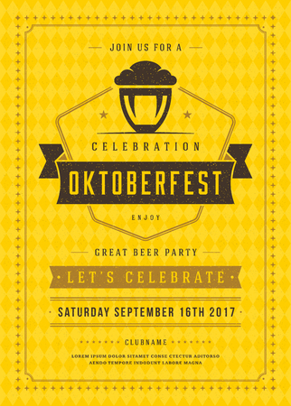 Oktoberfest beer festival celebration retro typography poster or flyerのイラスト素材