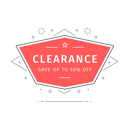 Flat geometric vector banners. Trendy style sale speech bubble design and place for text.のイラスト素材