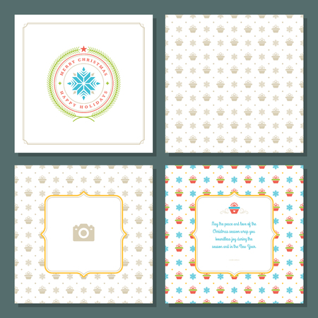 Christmas greeting card vector design and pattern backgroundのイラスト素材