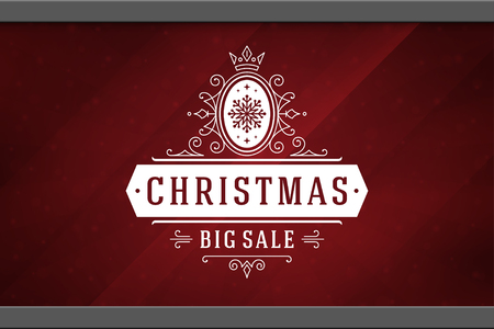 Christmas sale sticker label design on window background vector illustration. Website advertising banner or shop sale decals graphics.のイラスト素材