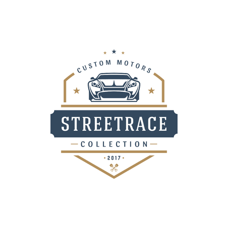 Muscle car logo template vector design element vintage style for label or badgeのイラスト素材