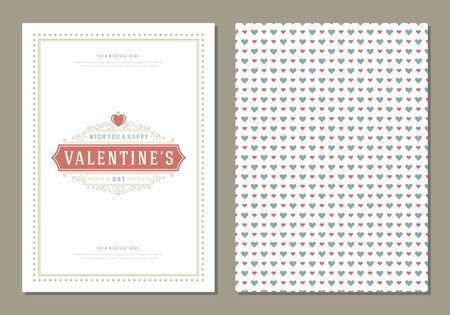 Happy Valentines Day Greeting Card or Poster Vector illustration. Retro typography design and pattern background.のイラスト素材