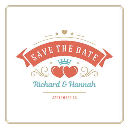 Wedding save the date invitation card vector illustration. Wedding invite title vintage design.のイラスト素材