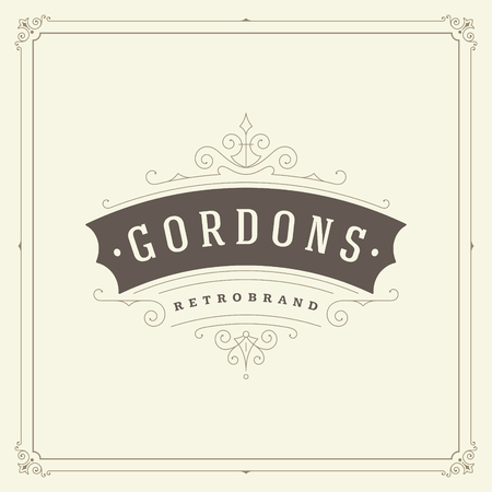 Ornament logo design template vector flourishes calligraphic vintage frame. Good for Luxury Crest, boutique brand, wedding shop, hotel sign.のイラスト素材