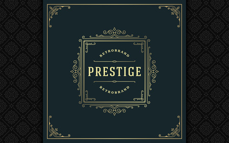Luxury logo template vector golden vintage flourishes ornament.のイラスト素材