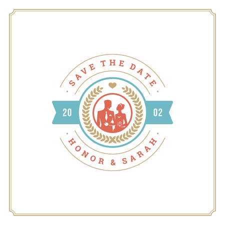 Wedding save the date invitation card vector illustration. Wedding invite title vintage design.のイラスト素材