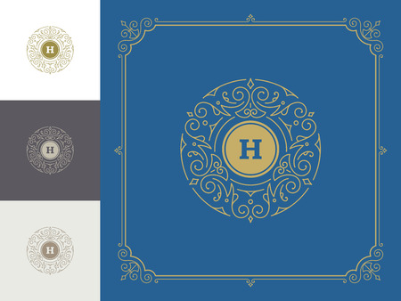 Luxury logo template vector vintage flourishes ornaments.の写真素材