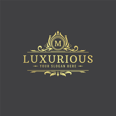 Luxury logo monogram crest template design vector illustration.のイラスト素材