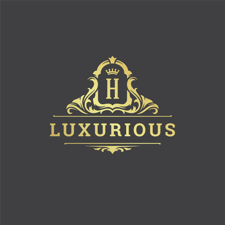 Luxury logo monogram crest template design vector illustration.のイラスト素材