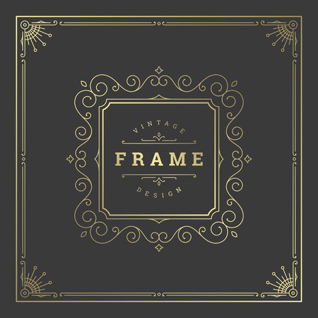 Vintage flourishes ornament frame template vector illustration. Victorian borders for greeting cards, wedding invitations, advertising or other design and place for text.のイラスト素材