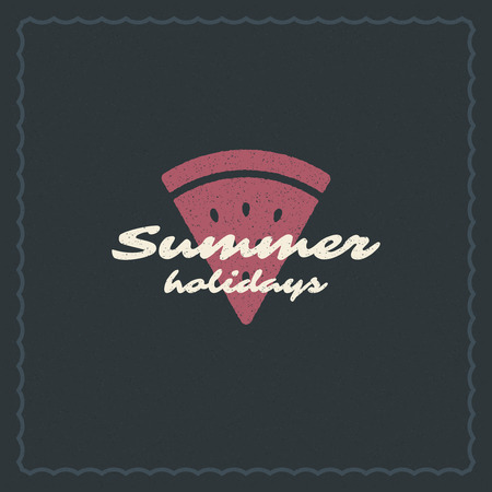 Summer holidays typography inspirational quote design for poster or apparel vector illustration. Hand drawn style watermelon silhouette.のイラスト素材