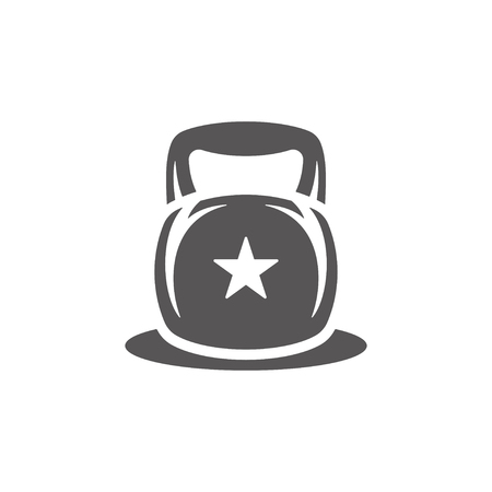 Kettlebell silhouette isolated on white background vector illustration. Vector fitness gym equipment graphics illustration.のイラスト素材