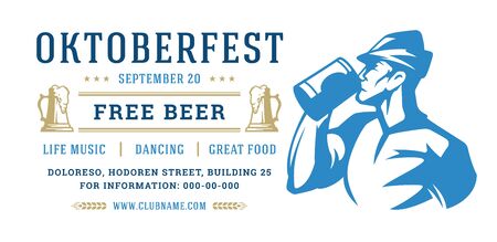 Oktoberfest flyer or banner retro typography template design willkommen zum invitation beer festival celebration.のイラスト素材