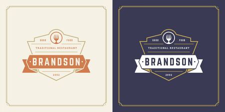 Restaurant logo design illustration fork silhouetteのイラスト素材