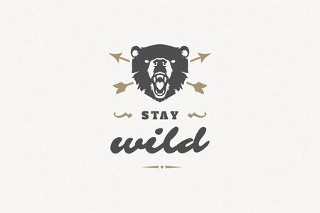 Quote typography with angry bear head symbol for greeting cards and posters and other.のイラスト素材