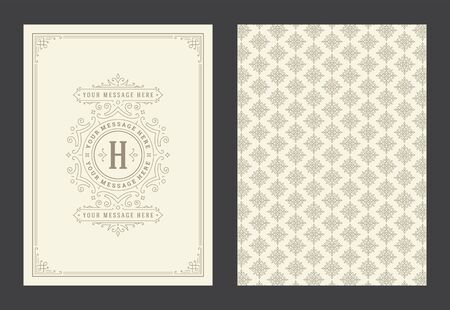 Vintage ornament greeting card calligraphic ornate swirls and vignettes frame design templateのイラスト素材