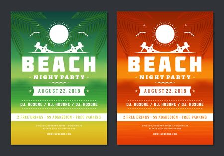 Summer party design poster or flyer night club event modern typography  abstractのイラスト素材