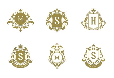 Luxury vintage ornament logo monogram crest templates design set vector illustrationのイラスト素材