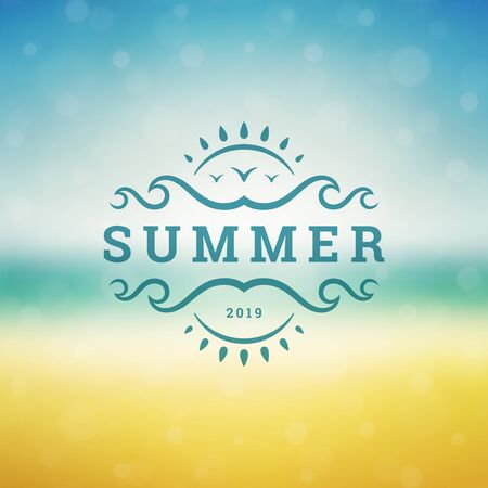 Summer holidays label or badge typography slogan designのイラスト素材