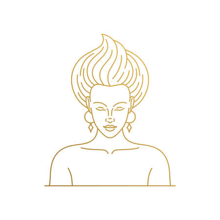 Vector design of woman with accessories hand drawn with thin linesのイラスト素材