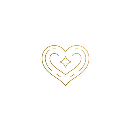 Vector heart logo with star hand drawn with thin linesのイラスト素材